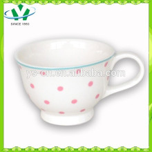 Fábrica de cerámica caliente de la taza de café del punto del color de rosa de la venta al por mayor